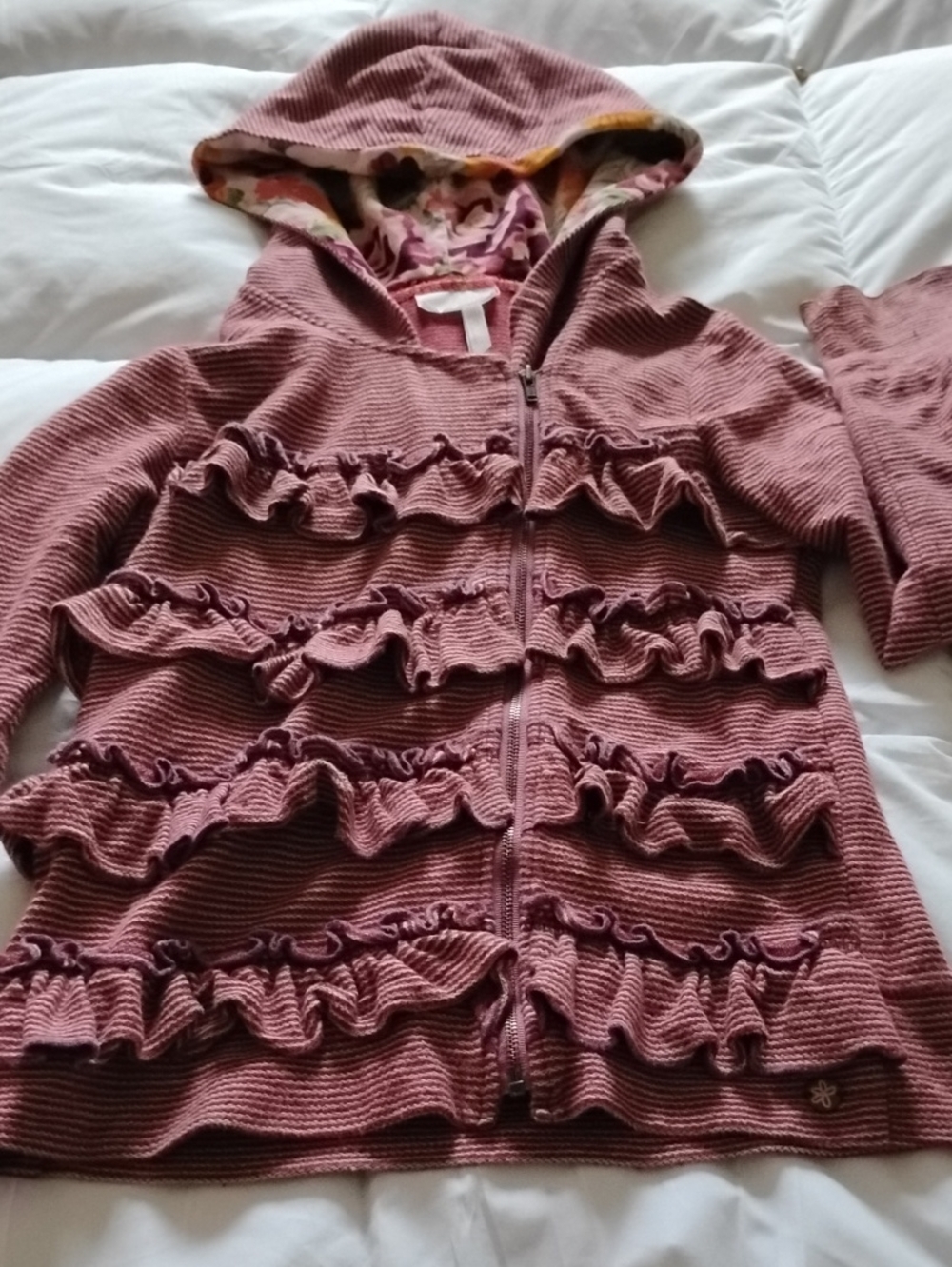 435 Mary Jane Mauve Ruffle Zip-Up Hoodie
